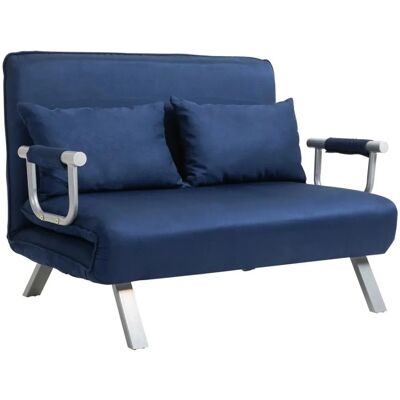 HOMCOM Schlafsofa 2er-Sofa Polyester Metall Blau 111B x 80T x 78H cm HOMCOM Schlafsofa 2er-Sofa Polyester Metall Blau 111B x 80T x 78H cm