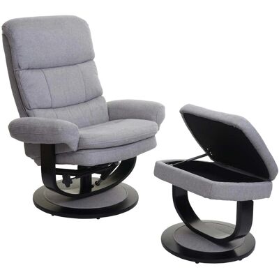 MCW Relaxsessel C16 Hocker mit Staufach Stoff/Textil Hellgrau MCW Relaxsessel C16 Hocker mit Staufach Stoff/Textil Hellgrau