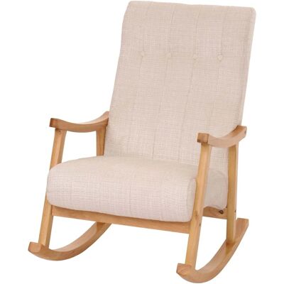 MCW Schaukelstuhl K10 Holz MVG Stoff/Textil Chenille 465g/m² Creme Gestell Natur MCW Schaukelstuhl K10 Holz MVG Stoff/Textil Chenille 465g/m² Creme Gestell Natur