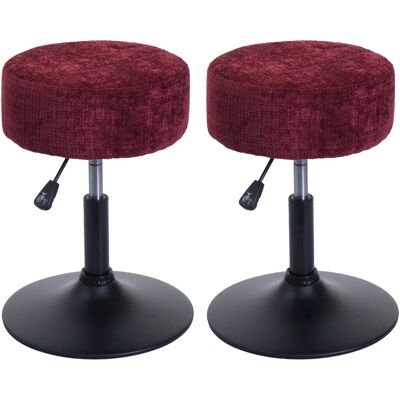 MCW 2er-Set Hocker C22 Höhenverstellbar Drehbar Ø 37cm Stoff Chenille Bordeaux MCW 2er-Set Hocker C22 Höhenverstellbar Drehbar Ø 37cm Stoff Chenille Bordeaux