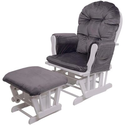 MCW Relaxsessel C76 Schwingstuhl Samt Grau Gestell Weiß MCW Relaxsessel C76 Schwingstuhl Samt Grau Gestell Weiß
