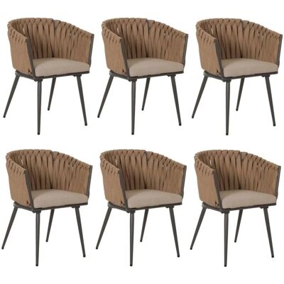MCW Alu-Esszimmerstuhl N38 6er-Set Beige Kissen Hellbraun MCW Alu-Esszimmerstuhl N38 6er-Set Beige Kissen Hellbraun