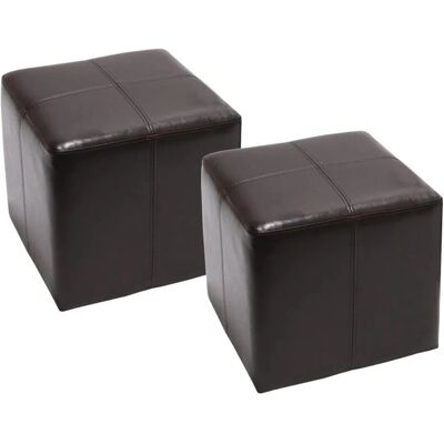 MCW 2er-Set Sitzhocker Carrara Leder mit Kunstleder 36x36x36cm Braun MCW 2er-Set Sitzhocker Carrara Leder mit Kunstleder 36x36x36cm Braun