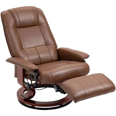 HOMCOM Relaxsessel Drehbar mit Liegefunktion Fußstütze Armlehne Kunstleder Braun HOMCOM Relaxsessel Drehbar mit Liegefunktion Fußstütze Armlehne Kunstleder Braun