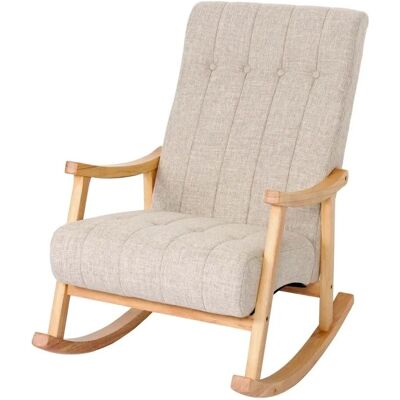 MCW Schaukelstuhl K10 Stoff/Textil Creme Gestell Braun MCW Schaukelstuhl K10 Stoff/Textil Creme Gestell Braun
