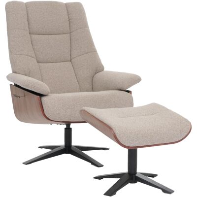 MCA Relaxsessel + Hocker N57 Bouclé Stoff Holz Braun MCA Relaxsessel + Hocker N57 Bouclé Stoff Holz Braun