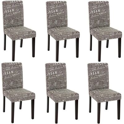 MCW Esszimmerstuhl Littau 6er-Set Textil mit Schriftzug Grau Dunkle Beine MCW Esszimmerstuhl Littau 6er-Set Textil mit Schriftzug Grau Dunkle Beine