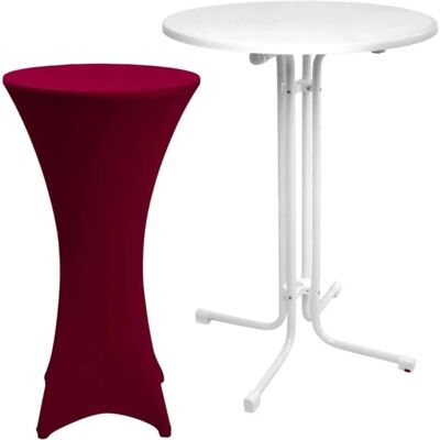 Beautissu Sylt Stehtisch Ø 70cm Weiß mit Stella Stehtischhusse Ø 70cm Bordeaux Beautissu Sylt Stehtisch Ø 70cm Weiß mit Stella Stehtischhusse Ø 70cm Bordeaux