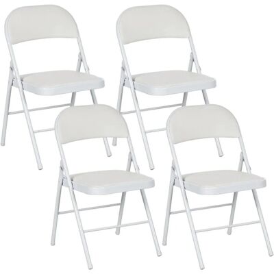 HOMCOM Klappstuhl Stahl Kunstleder 46L x 45B x 78H cm Weiß HOMCOM Klappstuhl Stahl Kunstleder 46L x 45B x 78H cm Weiß