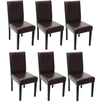 MCW Esszimmerstuhl Littau 6er-Set Leder Braun Dunkle Beine MCW Esszimmerstuhl Littau 6er-Set Leder Braun Dunkle Beine