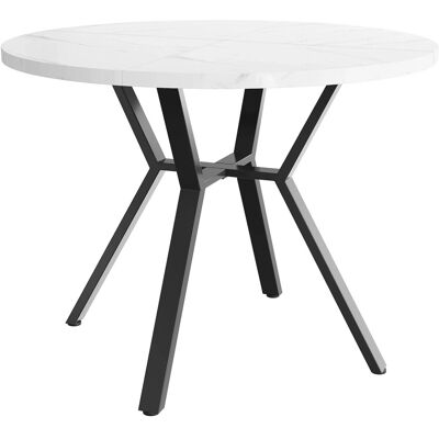 Merax Runder Esstisch 100cm MDF Marmoroptik X-Gestell Schwarz Merax Runder Esstisch 100cm MDF Marmoroptik X-Gestell Schwarz