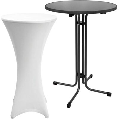 Beautissu Sylt Stehtisch Ø 80cm Grau mit Stella Stehtischhusse Ø 80cm Weiß Beautissu Sylt Stehtisch Ø 80cm Grau mit Stella Stehtischhusse Ø 80cm Weiß