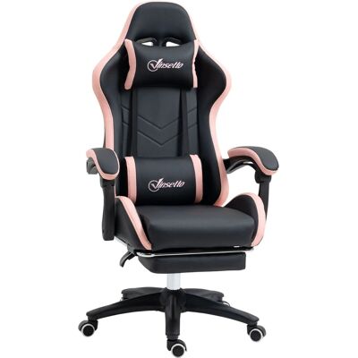 Vinsetto Gaming Chair Kunstleder Schaumstoff Nylon Stahl 65L x 65B x 121-129H cm Schwarz+Rosa Vinsetto Gaming Chair Kunstleder Schaumstoff Nylon Stahl 65L x 65B x 121-129H cm Schwarz+Rosa