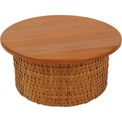 MCW Couchtisch P15 Mahagoniholz Rattan Rund Ø75cm MCW Couchtisch P15 Mahagoniholz Rattan Rund Ø75cm