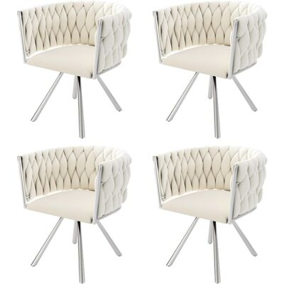 Merax Samt Esszimmerstuhl 4er Set Drehbar mit Silbernen Metallbeinen Beige Merax Samt Esszimmerstuhl 4er Set Drehbar mit Silbernen Metallbeinen Beige