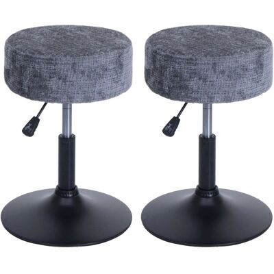 MCW 2er-Set Hocker C22 Höhenverstellbar Drehbar Ø 37cm Stoff Chenille Dunkelgrau MCW 2er-Set Hocker C22 Höhenverstellbar Drehbar Ø 37cm Stoff Chenille Dunkelgrau