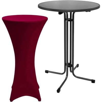 Beautissu Sylt Stehtisch Ø 70cm Grau mit Stella Stehtischhusse Ø 70cm Bordeaux Beautissu Sylt Stehtisch Ø 70cm Grau mit Stella Stehtischhusse Ø 70cm Bordeaux