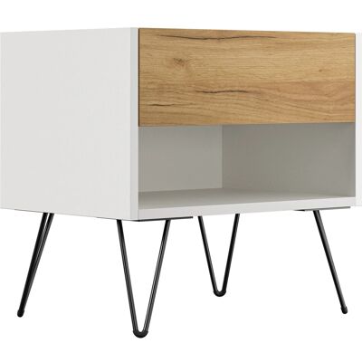 Posseik Nachttisch-Set Industrial B Stehend 50 cm Weiß Eiche Front 2-teilig Posseik Nachttisch-Set Industrial B Stehend 50 cm Weiß Eiche Front 2-teilig