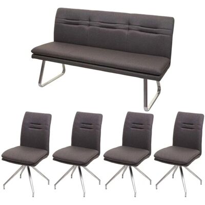 MCW Esszimmer-Set H70 Sitzgruppe Grau-Braun 160cm MCW Esszimmer-Set H70 Sitzgruppe Grau-Braun 160cm