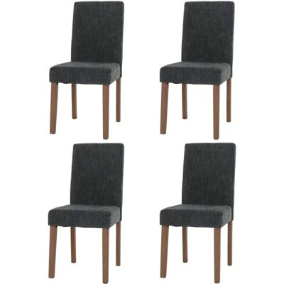 MCW Esszimmerstuhl Littau Chenille 4er-Set Dunkelgrau Naturfarbene Beine MCW Esszimmerstuhl Littau Chenille 4er-Set Dunkelgrau Naturfarbene Beine