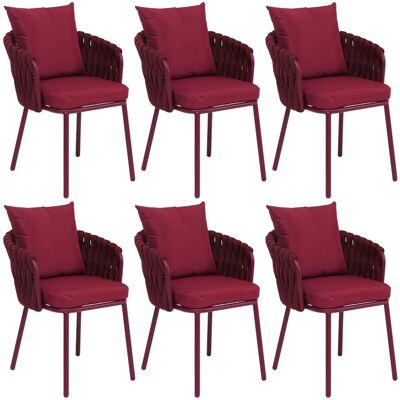 MCW 6er-Set Aluminium-Esszimmerstuhl P89 Seilgeflecht Rope Bordeaux MCW 6er-Set Aluminium-Esszimmerstuhl P89 Seilgeflecht Rope Bordeaux