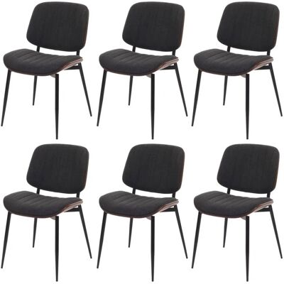 MCW Esszimmerstuhl O44 6er-Set Walnuss-Optik Dunkelgrau MCW Esszimmerstuhl O44 6er-Set Walnuss-Optik Dunkelgrau