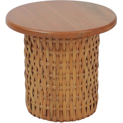 MCW Beistelltisch P15 Mahagoniholz Rattan Rund Ø44cm MCW Beistelltisch P15 Mahagoniholz Rattan Rund Ø44cm