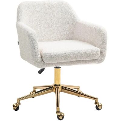 HOMCOM Bürostuhl Polyester Schaumstoff Cremeweiß 60L x 61B x 79-88H cm HOMCOM Bürostuhl Polyester Schaumstoff Cremeweiß 60L x 61B x 79-88H cm