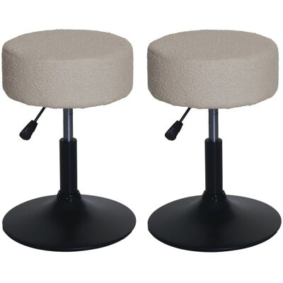 MCW 2er-Set Hocker C22 Höhenverstellbar Drehbar Ø 37cm Stoff Bouclé Beige MCW 2er-Set Hocker C22 Höhenverstellbar Drehbar Ø 37cm Stoff Bouclé Beige