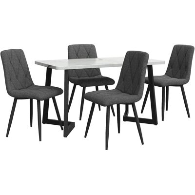 Merax Essgruppe 5-tlg mit 117x68cm Esstisch 4 Leinenstühle Dunkelgrau Tischbeine Schwarz Merax Essgruppe 5-tlg mit 117x68cm Esstisch 4 Leinenstühle Dunkelgrau Tischbeine Schwarz