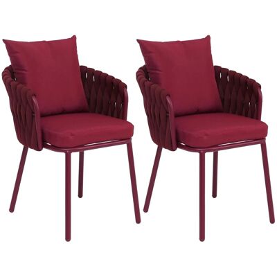 MCW 2er-Set Aluminium-Esszimmerstuhl P89 Seilgeflecht Rope Bordeaux MCW 2er-Set Aluminium-Esszimmerstuhl P89 Seilgeflecht Rope Bordeaux