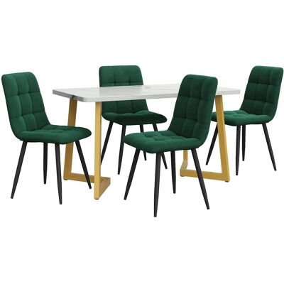 Merax Essgruppe 5-tlg mit 117cm Esstisch 4 Samtstühle Dunkelgrün Tischbeine Gold Merax Essgruppe 5-tlg mit 117cm Esstisch 4 Samtstühle Dunkelgrün Tischbeine Gold