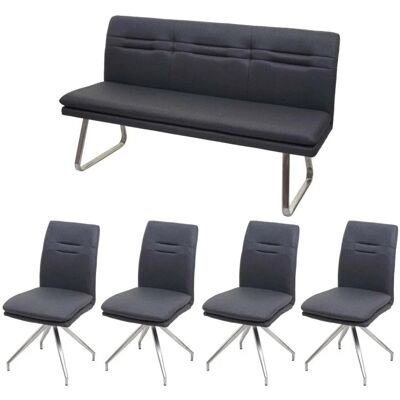 MCW Esszimmer-Set H70 Sitzgruppe Dunkelgrau 160cm MCW Esszimmer-Set H70 Sitzgruppe Dunkelgrau 160cm