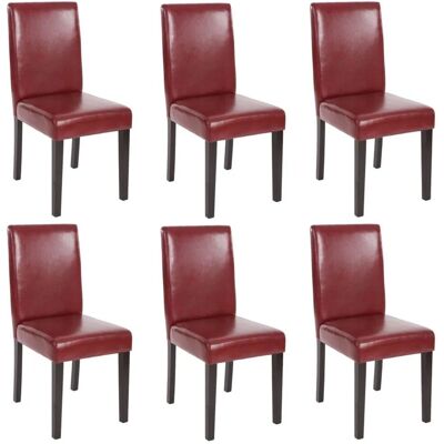MCW Esszimmerstuhl Littau Kunstleder 6er-Set Kunstleder Rot-Braun Dunkle Beine MCW Esszimmerstuhl Littau Kunstleder 6er-Set Kunstleder Rot-Braun Dunkle Beine