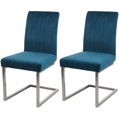 MCW 2er-Set Freischwinger L14 Samt Edelstahl Gebürstet Türkis-Blau MCW 2er-Set Freischwinger L14 Samt Edelstahl Gebürstet Türkis-Blau