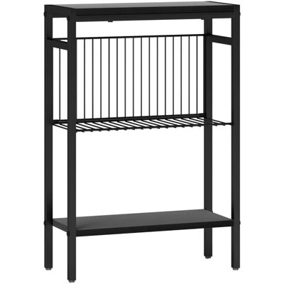 HOMCOM Beistelltisch Spanplatte Stahl 43L x 18B x 62,5H cm Schwarz HOMCOM Beistelltisch Spanplatte Stahl 43L x 18B x 62,5H cm Schwarz