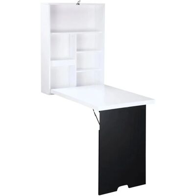 HOMCOM Schreibtisch mit Tafel 5 Fächern Klappbar Weiß Schwarz 60 x 94,5 x 147cm HOMCOM Schreibtisch mit Tafel 5 Fächern Klappbar Weiß Schwarz 60 x 94,5 x 147cm