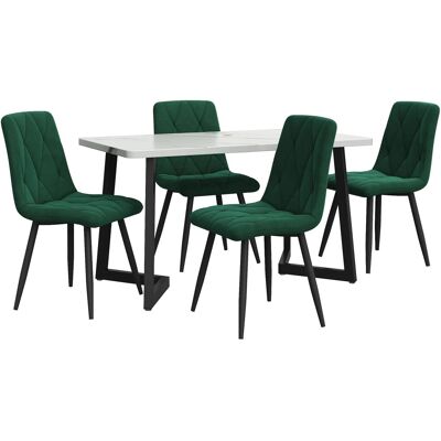 Merax Essgruppe 5-tlg mit 117x68cm Esstisch 4 Samtstühle Dunkelgrün Tischbeine Schwarz Merax Essgruppe 5-tlg mit 117x68cm Esstisch 4 Samtstühle Dunkelgrün Tischbeine Schwarz