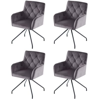 Merax Samt Esszimmerstühle 4er Set Mit Rautenmuster Gepolstert mit Metallbeinen Grau Merax Samt Esszimmerstühle 4er Set Mit Rautenmuster Gepolstert mit Metallbeinen Grau