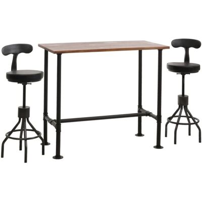 MCW Set Bartisch mit 2x Barhocker N21 Braun Schwarz MCW Set Bartisch mit 2x Barhocker N21 Braun Schwarz
