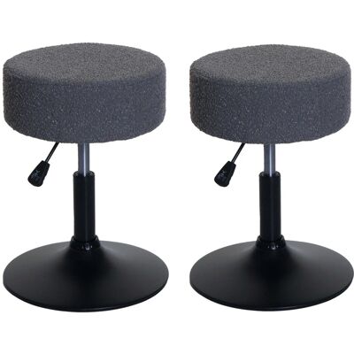 MCW 2er-Set Hocker C22 Höhenverstellbar Drehbar Ø 37cm Stoff Bouclé Dunkelgrau MCW 2er-Set Hocker C22 Höhenverstellbar Drehbar Ø 37cm Stoff Bouclé Dunkelgrau
