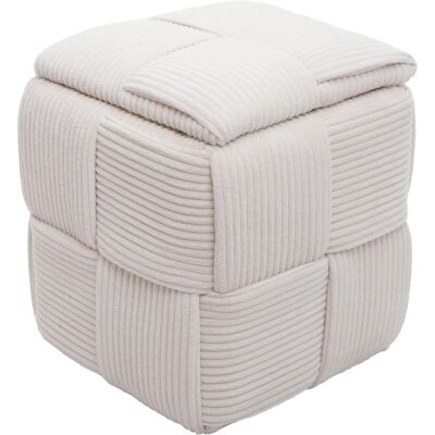 MCW Hocker Q47 Deckel Staufach Stoff Cord 43x40x40cm Creme MCW Hocker Q47 Deckel Staufach Stoff Cord 43x40x40cm Creme