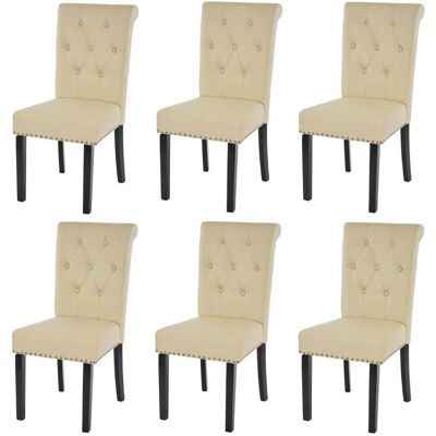 MCW Esszimmerstuhl Chesterfield II 6er-Set Kunstleder Creme Dunkle Beine MCW Esszimmerstuhl Chesterfield II 6er-Set Kunstleder Creme Dunkle Beine