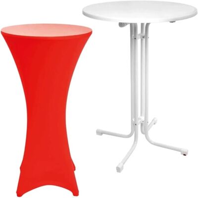 Beautissu Sylt Stehtisch Ø 80cm Weiß mit Stella Stehtischhusse Ø 80cm Rot Beautissu Sylt Stehtisch Ø 80cm Weiß mit Stella Stehtischhusse Ø 80cm Rot