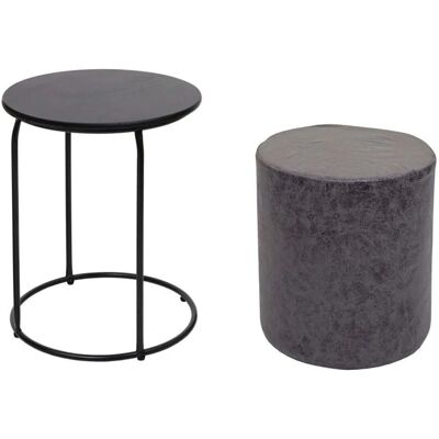 MCW 2er-Set Sitzhocker/Beistelltisch K48 Schwarz MCW 2er-Set Sitzhocker/Beistelltisch K48 Schwarz