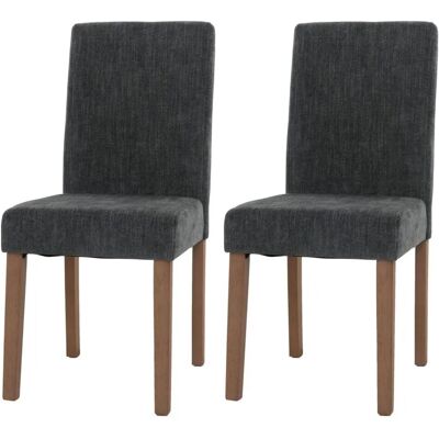 MCW Esszimmerstuhl Littau Chenille 2er-Set Dunkelgrau Naturfarbene Beine MCW Esszimmerstuhl Littau Chenille 2er-Set Dunkelgrau Naturfarbene Beine