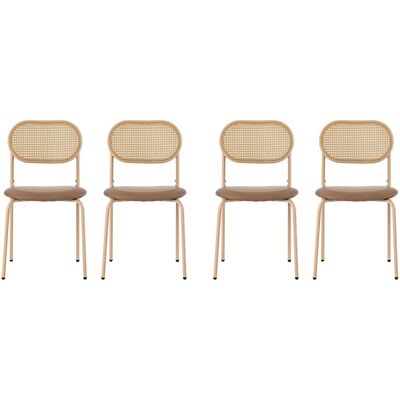 Merax Esszimmerstuhl 4er Set Rattan Optik mit Metallbeinen Braun Merax Esszimmerstuhl 4er Set Rattan Optik mit Metallbeinen Braun