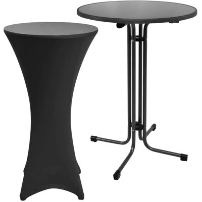 Beautissu Sylt Stehtisch Ø 80cm Grau mit Stella Stehtischhusse Ø 80cm Schwarz Beautissu Sylt Stehtisch Ø 80cm Grau mit Stella Stehtischhusse Ø 80cm Schwarz