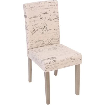 MCW Esszimmerstuhl Littau Schrift 2er-Set Textil mit Schriftzug Creme Beine Struktur - Eiche MCW Esszimmerstuhl Littau Schrift 2er-Set Textil mit Schriftzug Creme Beine Struktur - Eiche