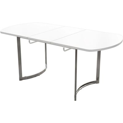 Merax Ausziehbarer Esstisch 140 180 cm Silbernen Metallbeinen Weiß 4 Bis 6 Personen Merax Ausziehbarer Esstisch 140 180 cm Silbernen Metallbeinen Weiß 4 Bis 6 Personen
